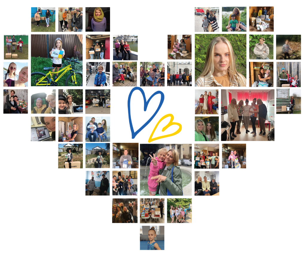 a heart made from families photos